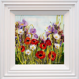 Rozanne Bell Iris and Poppies Original Framed Resin Artwork